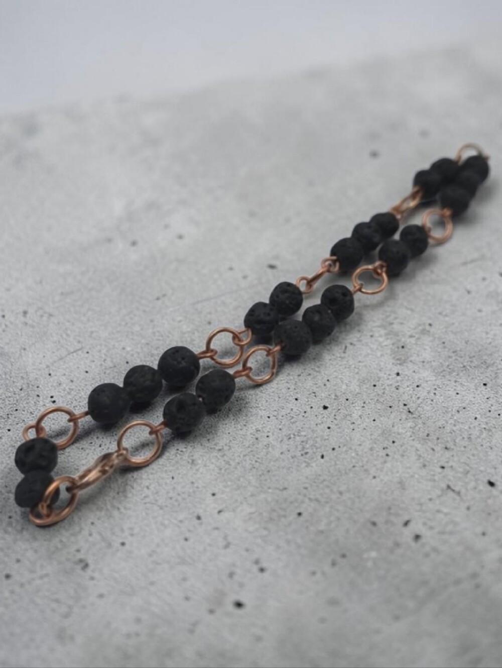 Handmade Black Lava Stone Bead Anklet Boho Beach Anklet